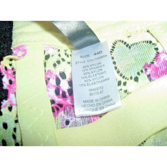 Kiss & Tell Yellow Red Green Floral Lace Bra 44D Wide Band, Intimate Apparel - Picture 7 of 11